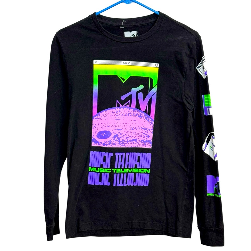 MTV Men’s Black Long Sleeve Graphic‎ Shirt Size S